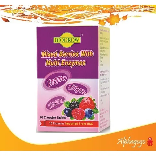Biogrow Mixed Berries with Multi Enzymes Chewable Tablets Lazada