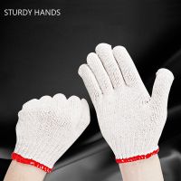 12Pairs White Home Cotton Glove Non-slip Absorb Sweat Mechanic Work Gloves Coldproof Protection Gardening Glove Kitchen Supplies