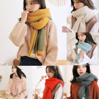 Moderntime Tiktok สไตล์เกาหลีผ้าพันคอผู้หญิงฤดูหนาว Thicken Warm นุ่มผ้าพันคอขนสัตว์ Pashmina Shawls Wraps ถักผ้าพันคอขนสัตว์