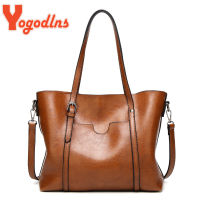 Yogodlns Winter PU Leather Tote Bag For Women Large Capacity Handle Bag Designer Handbag VIntage Crossbody Bag nds Handle Bag
