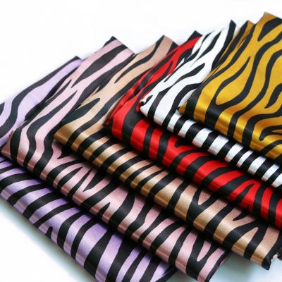 By Meter Soft Satin Fabric Zebra Striped Charmeuse Lining Geometric