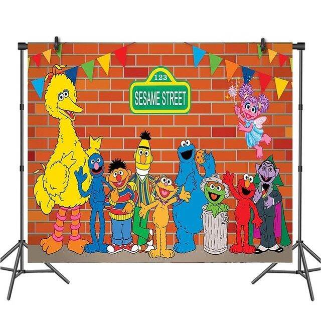 120x80cm Happy Birthday Photography Backdrops Sesame Street Elmo World ...