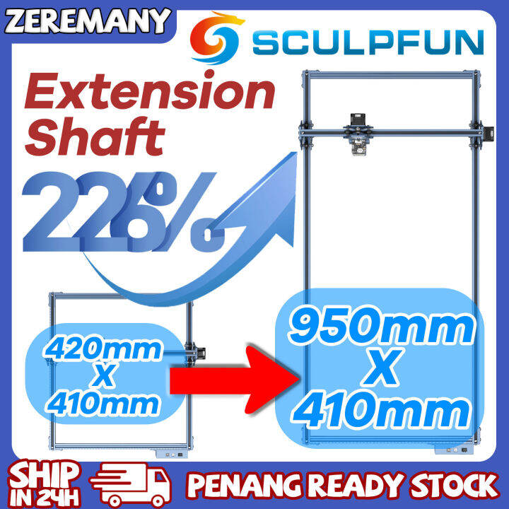 SCULPFUN Extension Shaft For S6, S9 Extension kit get a large engraving