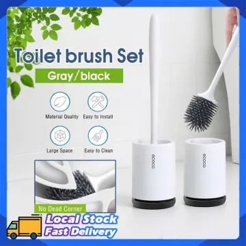 Silicone Toilet Brush With Holder Set Toilet Bowl Brush For Bathroom No  Scratch Soft Toilet Cleaner Brush Wall Mounted