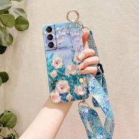 เคสโทรศัพท์สำหรับกาแลคซี Samsung S23 FE S21FE ดอกไม้คาเมลเลียที่มีสายคล้องปลอกอ่อนที่ถือสายรัดข้อมือ