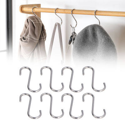 8PCS S Hook กันสนิมสแตนเลส S Hooks Heavy Duty Simple สไตล์ Overstriking แบบพกพา S ครัว Hook สำหรับ Bathroom