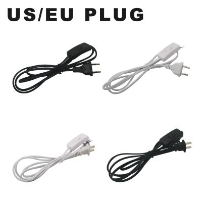 【YF】 1.8m AC Power Cord White Black Line with On/Off Switch Button Cables Wire Two-pin US Plug Cable Extension Cords EU Type Adapter