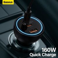 Baseus 160W ที่ชาร์จแบตในรถ QC 5.0การชาร์จอย่างเร็วด่วน PPS PD3.0 USB Type C ชาร์จโทรศัพท์ในรถยนต์สำหรับแล็ปท็อป iPhone 14 13 12 Pro