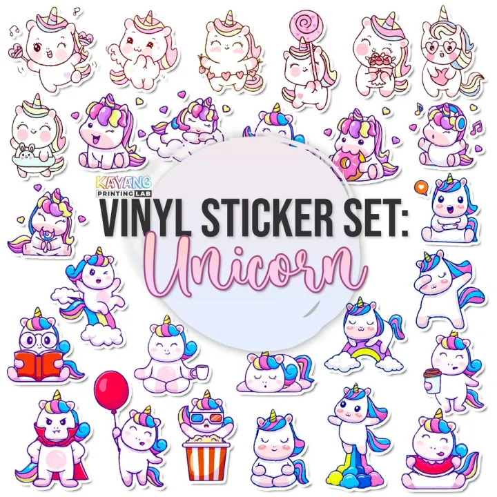 Rainbow Unicorn Vinyl Sticker Set [50pcs] | Lazada PH