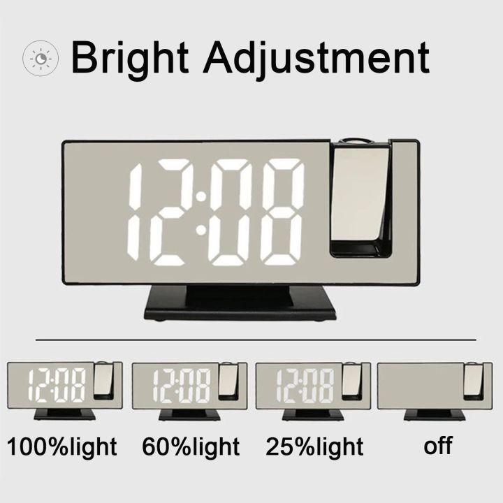 นาฬิกา-led-กระจกดิจิตอลปรับอุณหภูมิและความชื้นในนาฬิกาแสดงผลแบบ3d-นาฬิกาปลุกเครื่องฉายได้ใหม่ข้างเตียงนอนความสว่างอัตโนมัติ