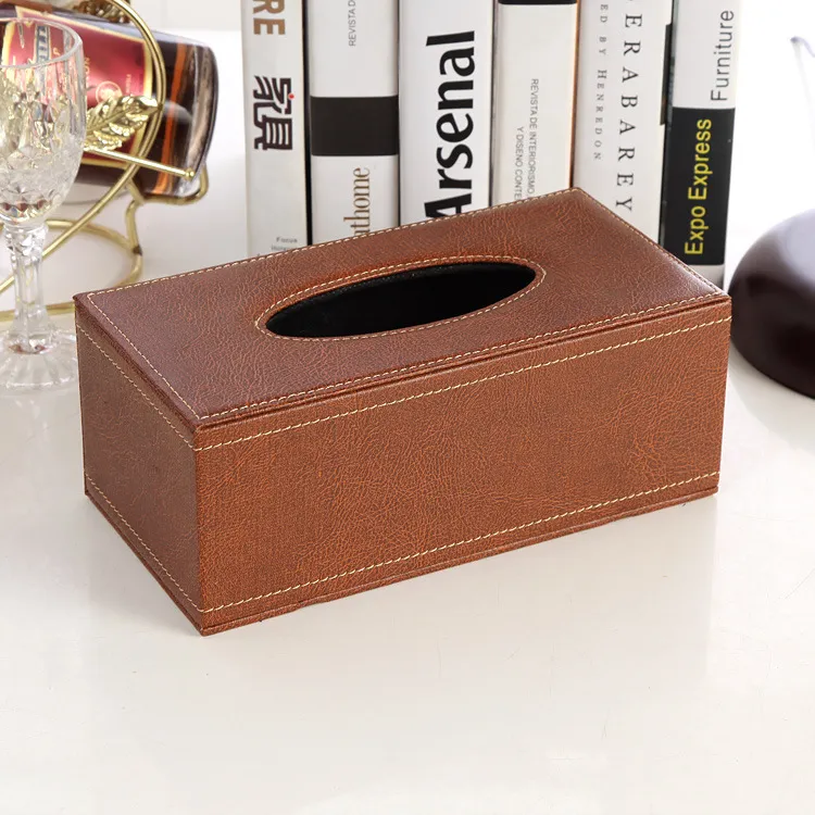 Car Tissue Box Pu Leather Paper Box Hotel Room Paper Box Leather Tissue Box Tissue Box Holder Pu Paper Box Hotel Leather Car Stamping Box for Home Use 8 HF40455-主图5.jpg