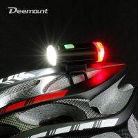[AA BEAUTIFUL] Deemount ไฟหน้าไฟท้าย2 In 1ขี่จักรยานด้านหน้าแสงด้านหลังภาพเตือน15โหมดแสง USB ค่าใช้จ่ายหมวกกันน็อคมือจับเมา