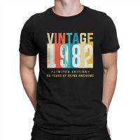 Novelty Retro Vintage 40Th Birthday Legendary Since 1982 T-Shirt Men O Neck Cotton T Shirt All Original Parts Short 【Size S-4XL-5XL-6XL】