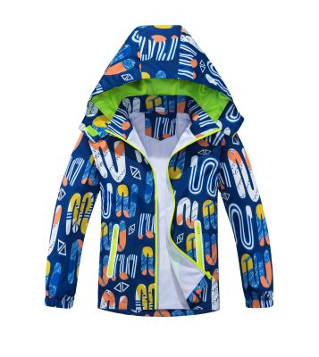Boys Letters Rain Jackets with Removable Hood Lightweight Waterproof Windbreakers Raincoats