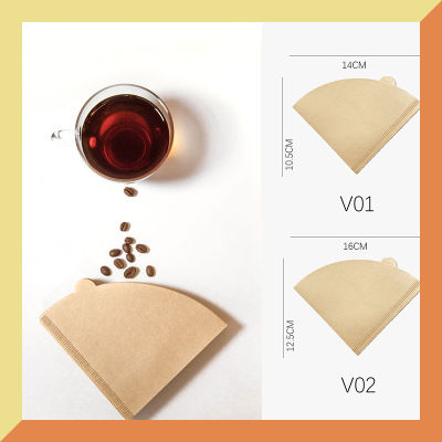 กระดาษกรอง กระดาษกรองกาแฟ รูปตัววี กระดาษกรองกาแฟทรงกรวย  1แผ่นกรองได้1-4ถ้วย 100ชิ้น/แพ็ค