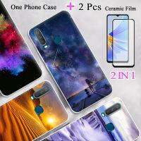 2 IN 1เคสซิลิโคนเคสโทรศัพท์ซิลิโคน Y17 Y15สำหรับ VIVO Y12ป้องกันหน้าจอด้วยเซรามิกกระจกแบบเทมเปอร์โค้ง