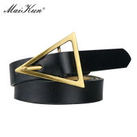 Maikun New Genuine Leather Thin Belt Vintage Triangle Buckle Net Red Womens Trousers Fashion All-Match Decorative Waistband Belts