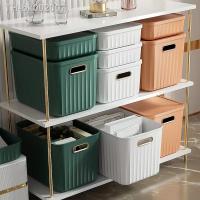 ﹉☃ Sundries Storage Boxes with Lid Light Luxury Snacks Toys Storage Basket Household Wardrobe Organizer Clothes Nordic Solid Color