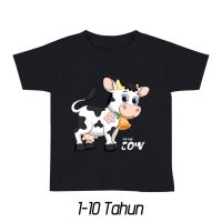 tshirtเสื้อยืดคอกลมฤดูร้อนAli Ash เสื้อยืด ผ้าฝ้าย พิมพ์ลาย COW สัตว์น่ารัก สําหรับเด็กผู้ชาย ผู้หญิง อายุ 30 ปี 1-1  K20F