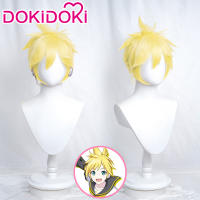 Len วิกผมเกมโครงการ Sekai เวทีที่มีสีสัน! DokiDoki คอสเพลย์วิกผมผู้ชายสีเหลืองสั้นน่ารักผมสังเคราะห์ทนความร้อน