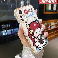 JIUMOO เคสสำหรับ Infinix Zero X Neo เคสการ์ตูนนำโชคเด็กผู้หญิงชานมโชคดีดีไซน์ใหม่เคสมือถือบางรูปแบบชุบเคสฝาปิดเลนส์กล้องเต็มปกป้องเคสนิ่มกันกระแทก