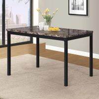 T007 Noyes Metal Dining Table with Faux Marble Top，Durable and Strong，38 Lbs，48L X 30W X 30H In. Edge Corner Guards