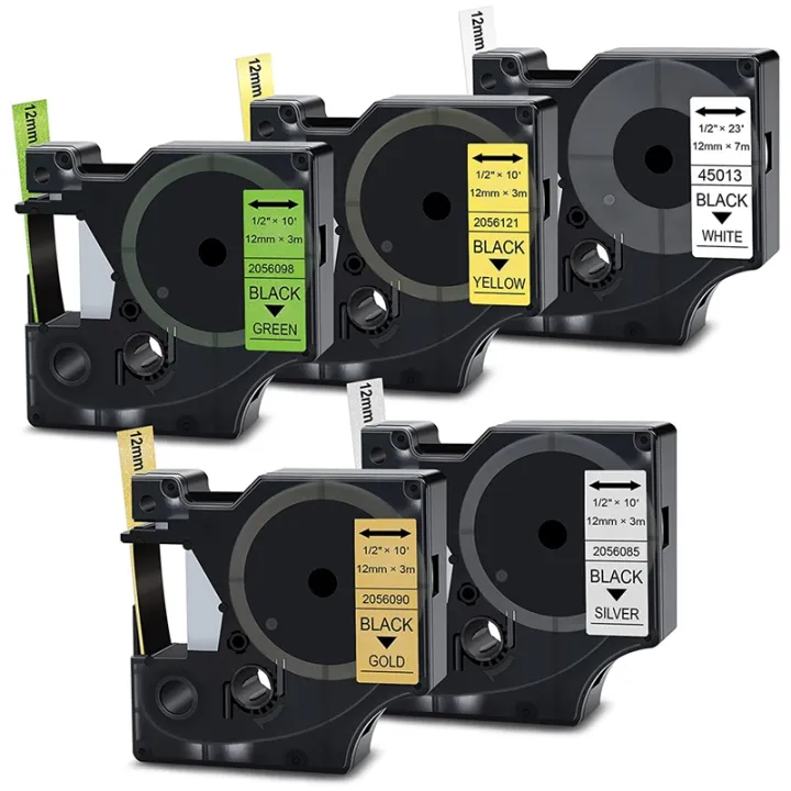 5Pack Label Tape for DYMO D1 Colorpop 12mm 0.47 inch Label Tape for