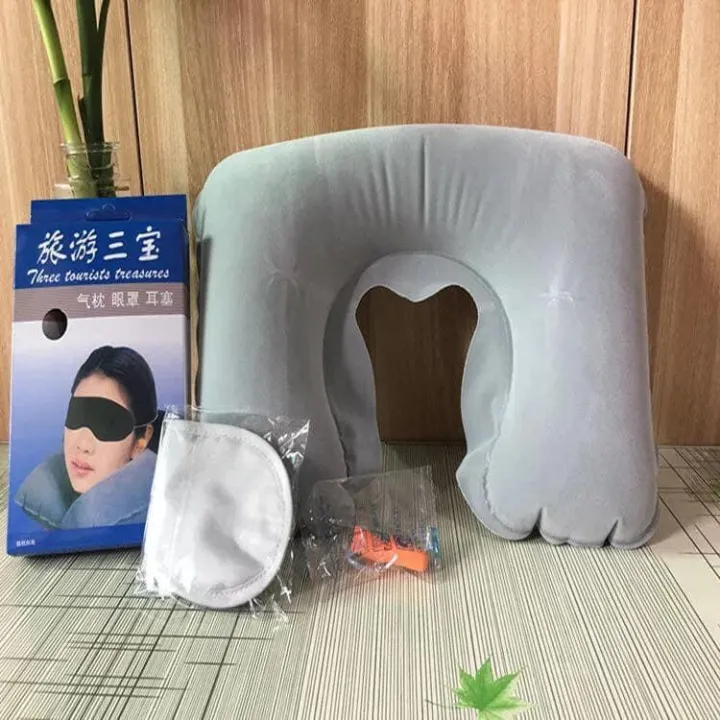 Portable 3 in 1 Travel Selection Set Neck Pillow Eye mask Earplug
