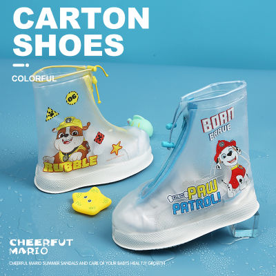 Paw Patrol ผ้าคลุมรองเท้าบูทหน้าฝนสำหรับเด็ก,สำหรับนักเรียนชายและหญิงสามารถกันน้ำได้ป้องกันการลื่นไถลกันฝนรองเท้าบูทหน้าฝนหนาทนทานต่อการฉีกขาดวันฝนตก