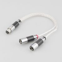8AG Silver Plated XLR Female to Dual XLR Male Y Splitter 3Pin Balanced Microphone Cable Rhodium Plated XLR Plug HIF