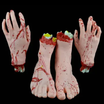 2X Trick Props Prosthetic Hand Halloween Fake Hand Bloody Broken