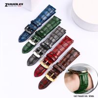 ✱♝ จระเข้เนื้อหนังลูกวัวสายนาฬิกาStrap18mm 20mm 22mm Watchband For Mens Watch Accessories Solid Buckle Blue Green brown