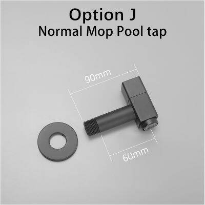 Solid Brass Wall Mounted 12 &amp; 34 Washing Machine Tap Lengthen Mop Pool Tap Matte Black Garden Outdoor Square Faucet AF6130B