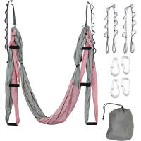 Mix Color Anti-gravity Aerial Yoga Hammock Set with Extension belt and Carry Bag Flying Swing Home Gym Hanging Belt