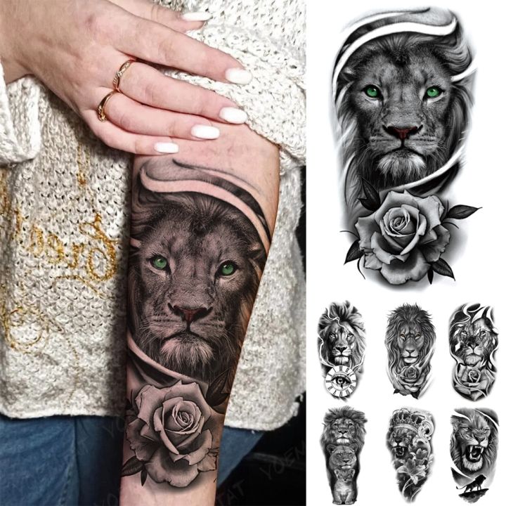 Tattoo ready to grab king lion crown rose tattoo design forearm   Lion tattoo Lion tattoo design Lion tattoo sleeves