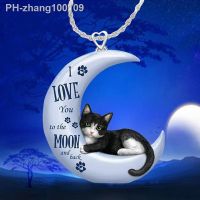 New Korean Popular Necklace Moon Small Black Cat Acrylic Material Cute Fashion Pendant Necklace Jewelry