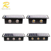 บันได IP65 Lampu Solar Dinding กันน้ำเปิด/ปิดอัตโนมัติสำหรับสวนแสง RGB ไฟสนามพลังแสงอาทิตย์สีขาวอบอุ่นสีขาว