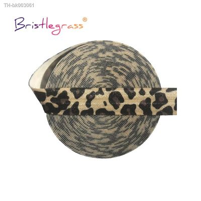 ™❃ BRISTLEGRASS 2 5 10 Yard 5/8 15mm Nude Leopard Print Foldover Elastic FOE Spandex Satin Band Tape Hair Tie Headband Sewing Trim