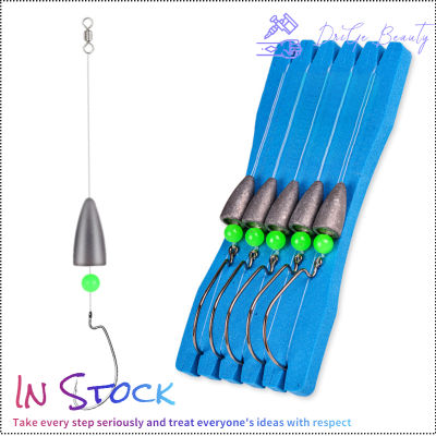 【คลังสินค้าพร้อม】5Pcs Fish Line Binded Hooks Set Handmade Long-Throwing Fishhooks Luminous Bait Fishing Tackle Kit