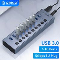 ORICO USB พลังงาน3.0 HUB 7/10/13/16พอร์ตอุปกรณ์เสริม USB On/Off สวิทช์12V อะแดปเตอร์ที่รองรับ BC1.2ชาร์จ Splitter สำหรับ PC