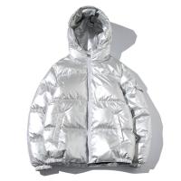 ZZOOI Winter Men Jacket Thick Warm Parka Jackets Silver Bright Glossy Bread Coat Fashion Young Loose Hooded Cotton Jacket Outwear Male