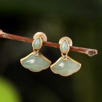 S925 Pure Ginkgo Leaf Natural Jade Earrings Gifts Generous Classic Original Jewelry Handmade 7JAW