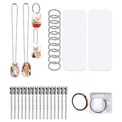 88Pcs Sublimation Stamping Blank Aluminum Dog Tags, with Chain Necklace Chain Key Rings Heat Tape for Pet ID, Pendant