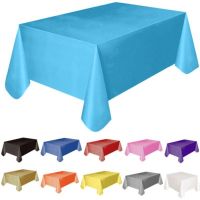 Plastic Disposable Solid Color Tablecloth Birthday Party Wedding Christmas Table Cover Rectangle Desk Cloth