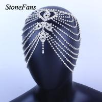 Stonefans Luxury Rhinestone Forehead Jewelry Indian Headpiece for Women Bridal crystal hair accessories heart head chain hat