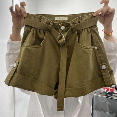 COD Plus Size High Waist Loose Denim Shorts Womens Cuff A-line Wide Leg Pants
