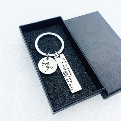 Love You Metal Key Ring Round Pendant Driving Safety I Need You Here with My the Best Romantic Key Ring Gift for Loved Ones Key Chains
