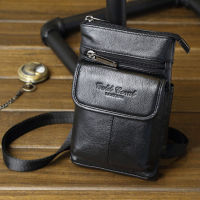 Norbinus Mens Genuine Leather Handbag Small Messenger Shoulder Crossbody Belt Bag Fanny Waist Hook Pack Cell Mobile Phone Pouch