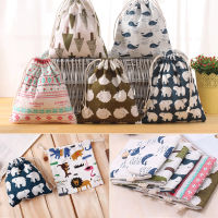 【2023】1Pcs Printed Cotton And Linen Drawstring Storage Bags For Underwear Shoes Travel Storage Bags Clothes Sundries Organizer 3 Size ！