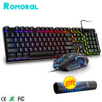 คีย์บอร์ดเกมเมาส์คอมโบ USB Wired Gamer Kit Backlight Waterproof Multi-Media Keyboard And Mouse Set For PC